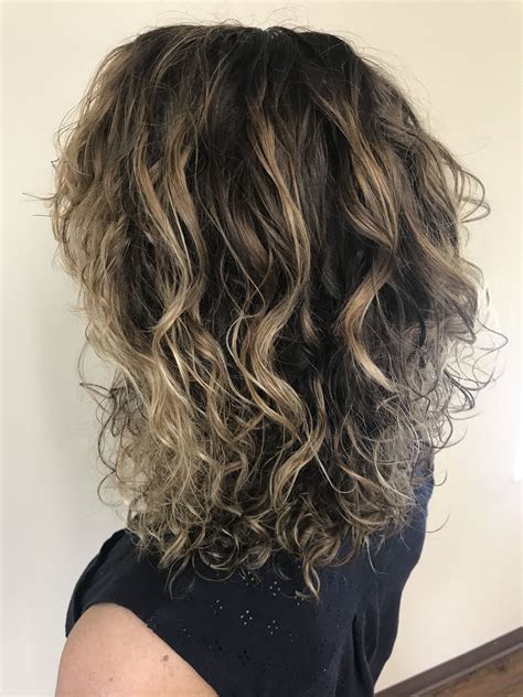 balayage on wavy hair|after balayage treatment.